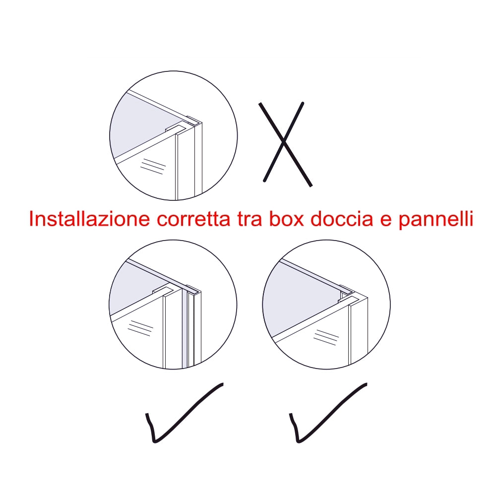 H.210 cm Pannello Doccia ad Angolo 40x40x100 cm Realizzato in Alluminio da 3 mm con Profili Finitura Bianco Avorio per Rivestimento Parete Bagno