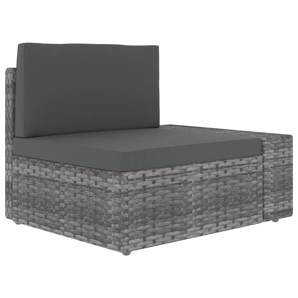 Set Divani da Giardino 7 pz con Cuscini in Polyrattan Grigio 3067178