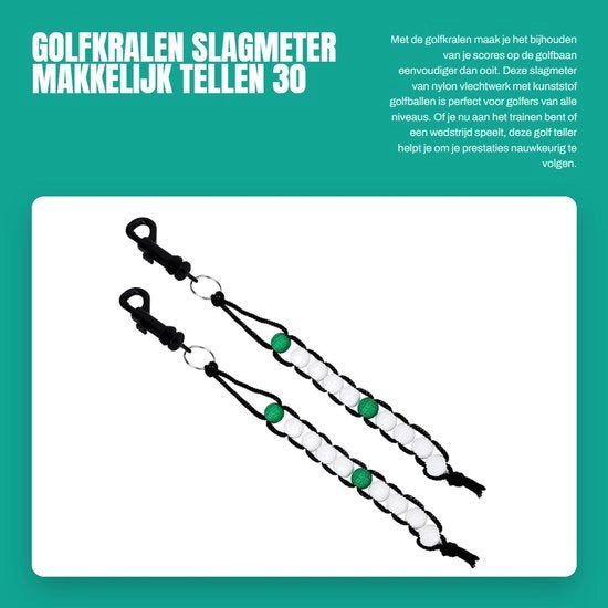 Slittatore di Golf con Clip Sostenibile - Contatore di Score - Rete in Nylon - 4 Perle Bianche/1 Perla Verde - Telling Effettiva per Golfisti - Contatore di Score
