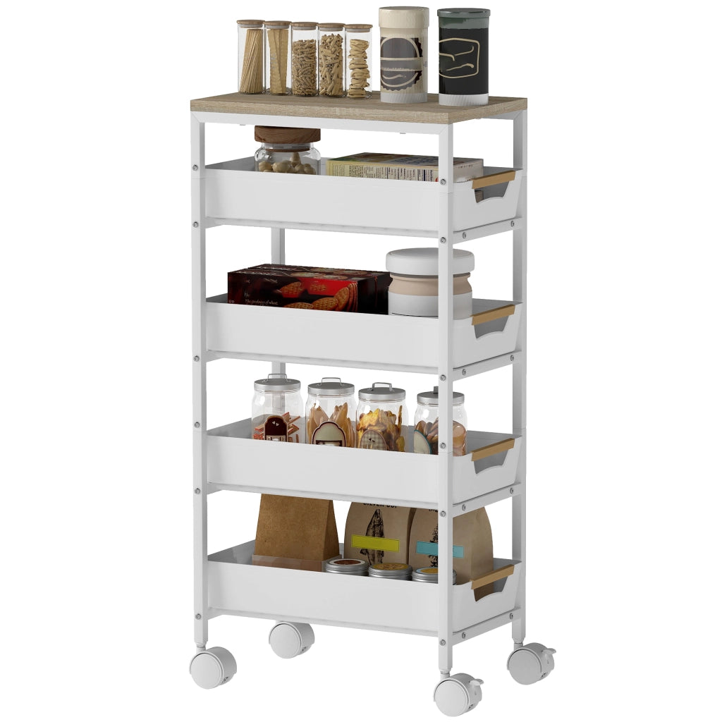 Carrello a rotelle con cassetti e ripiani ¨C Minimal ¨C Bianco