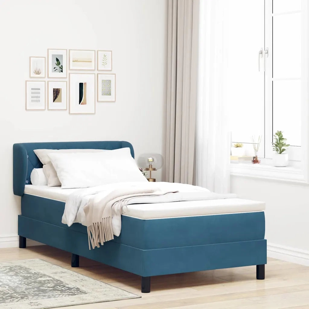 Letto a molle con testiera Blu scuro 90 x 200 cm Velluto 3340320