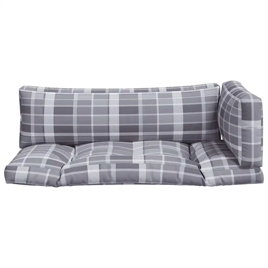 Cuscini per Pallet 3 pz a Quadri Grigi in Tessuto 360958