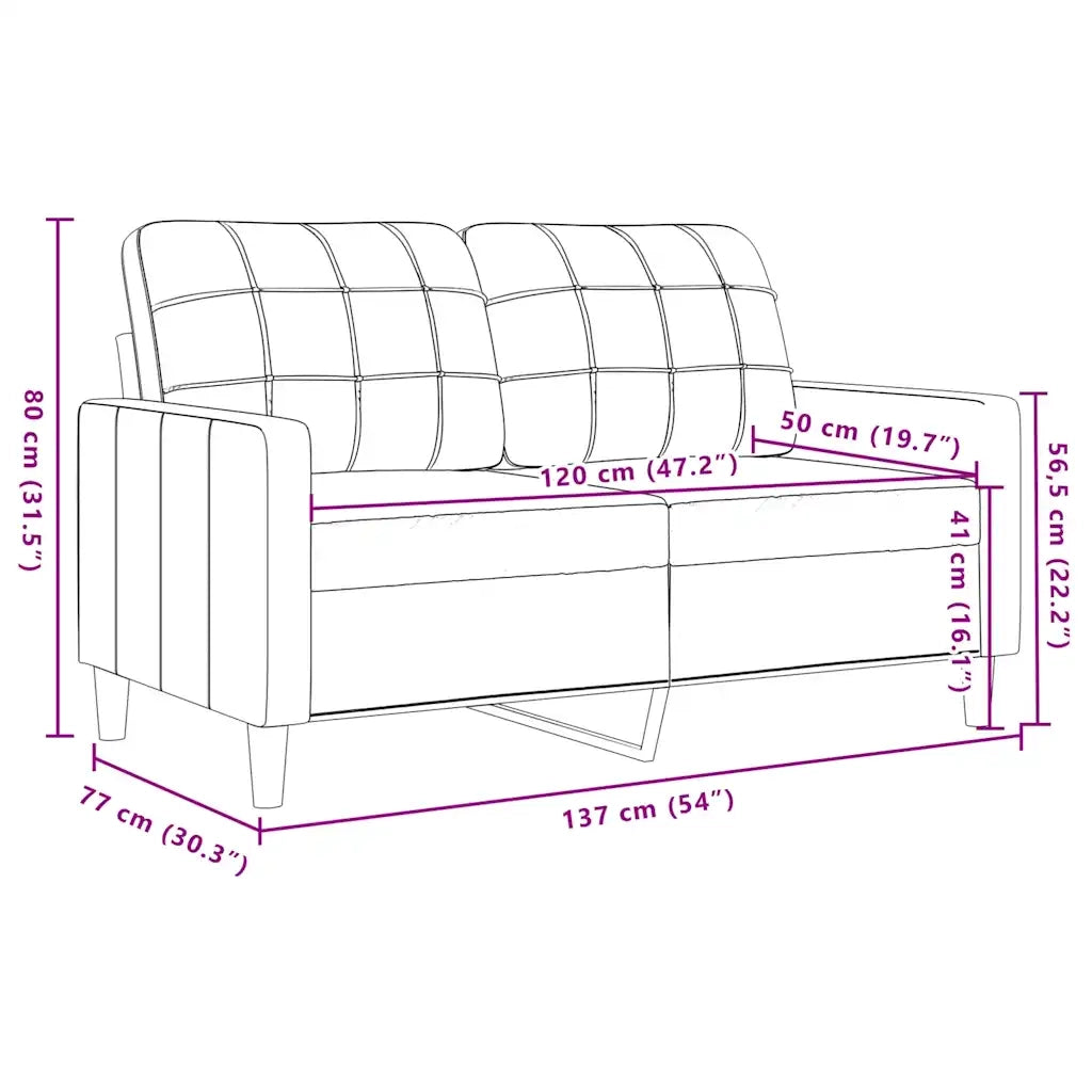 Divano a 2 Posti-Sofa 2 Posti giallo 120 cm in Velluto 781623