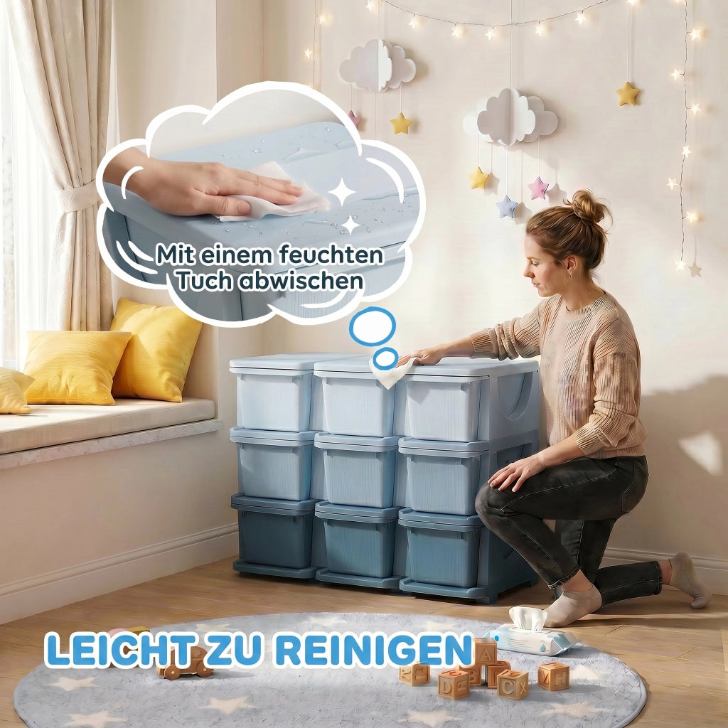 Cassettiera per bambini con 3 cassetti ¨C zephmum ¨C Blu