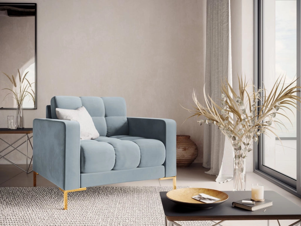 Cosmopolitan Design - Poltrona "Bali" in velluto azzurro 