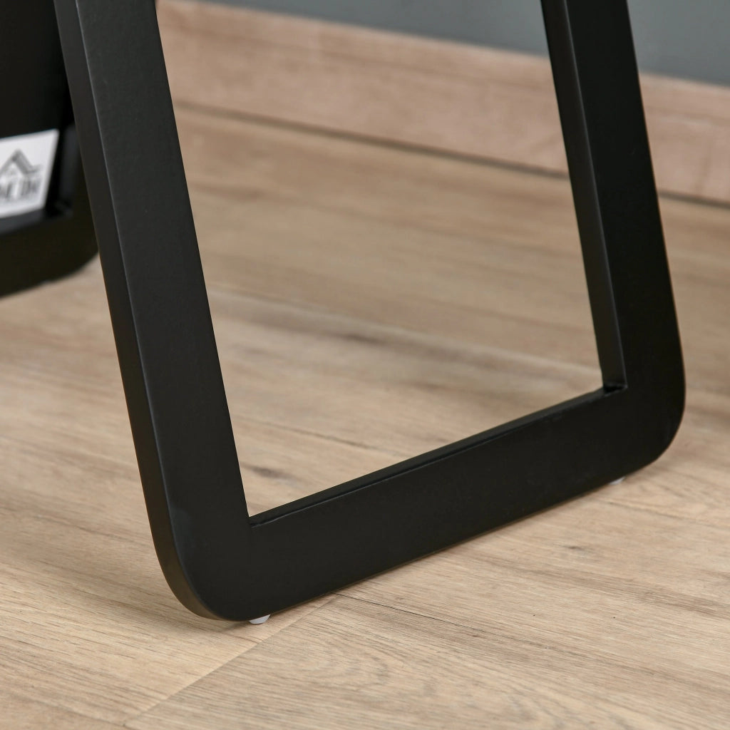 Specchio da Terra e da Parete 37x43x156 cm con Struttura in Legno e Supporto Pieghevole Nero