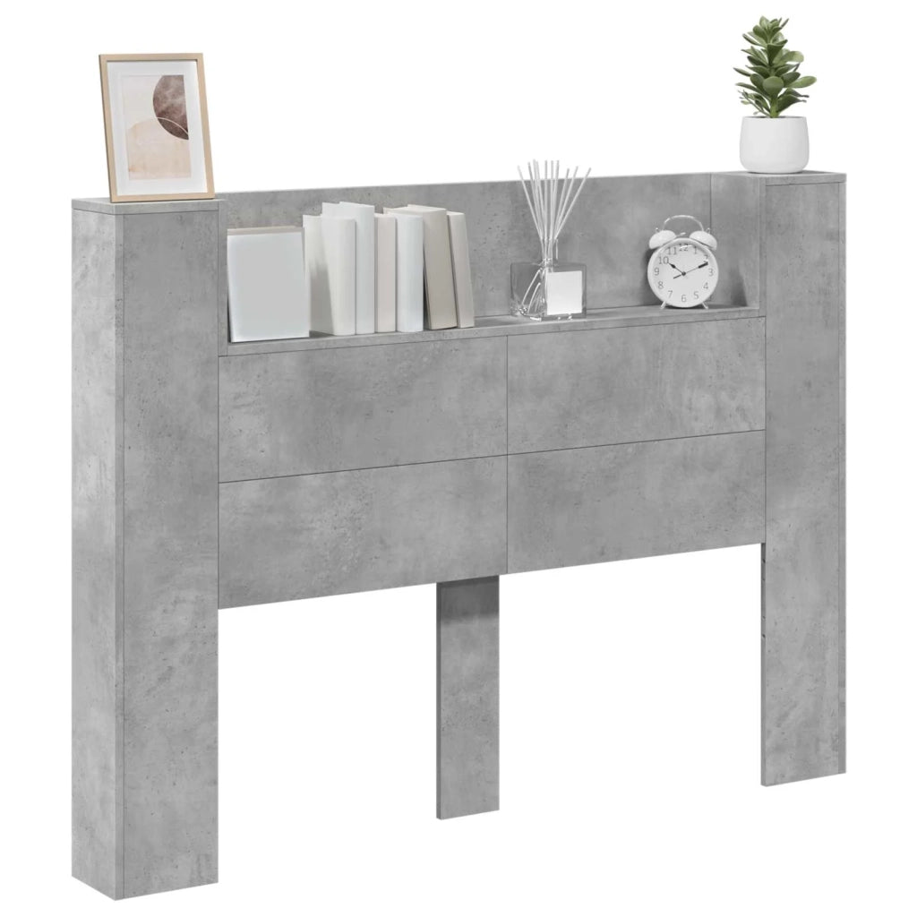 Testata con Mobile e LED Calcestruzzo 140 x 16,5 x 103,5 cm 8006563