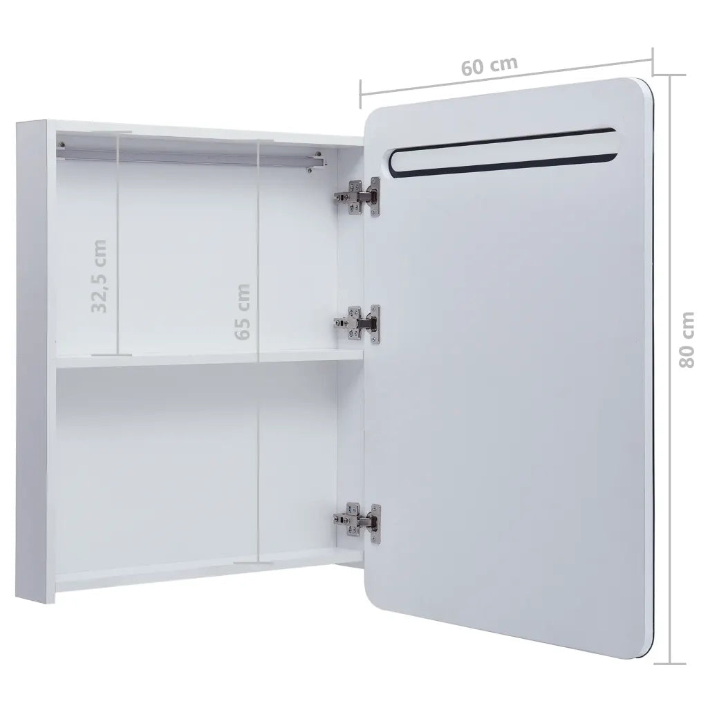 Armadietto Bagno con Specchio e LED 60x11x80 cm