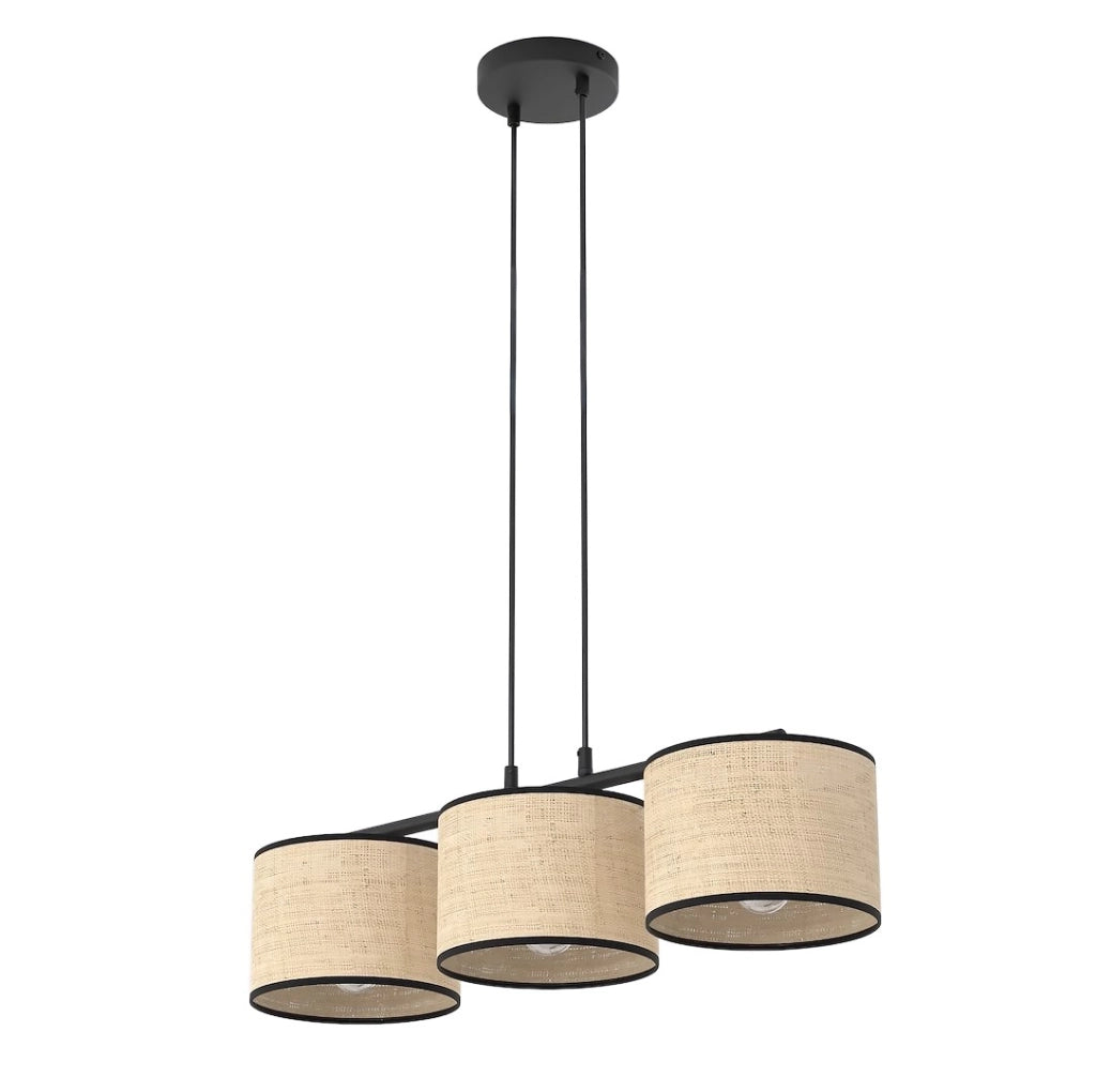 Lampada sospesa boho 3xE27 rattan nero-beige Emibig