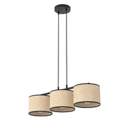 Lampada sospesa boho 3xE27 rattan nero-beige Emibig
