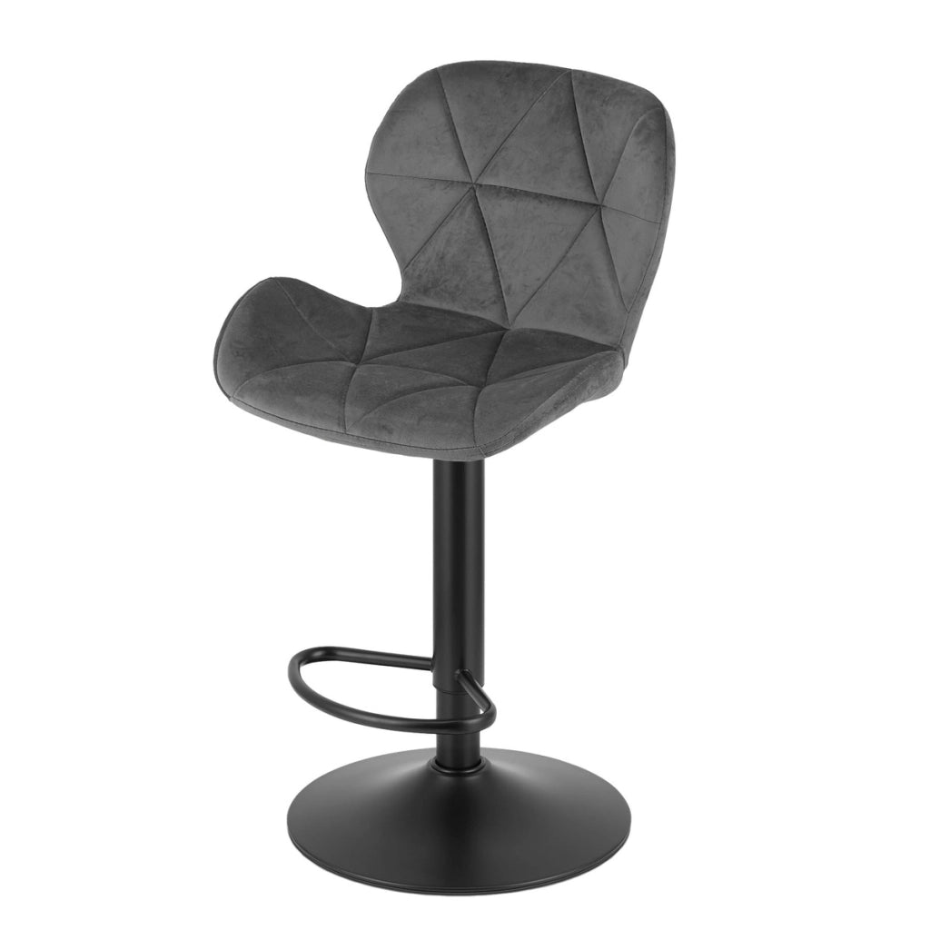 Sgabello da bar West in velluto grigio con base nera
