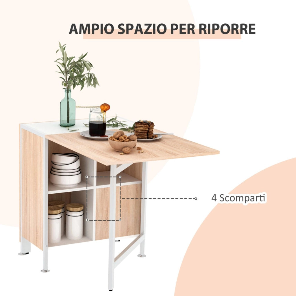 EasyComfort Tavolo Multiuso Design Pieghevole con 4 Scompartimenti 169 × 60 × 75cm