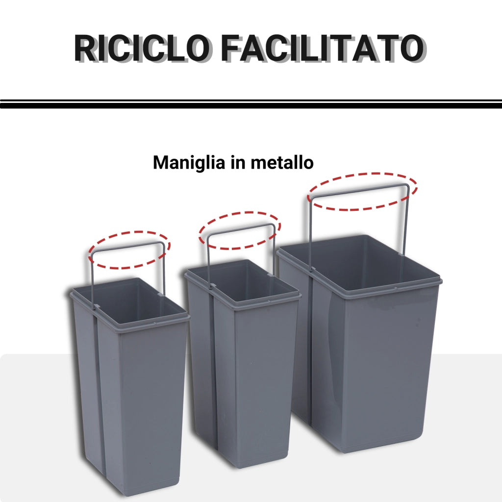 Cestino per Raccolta Differenziata ¨C Minimal ¨C Grigio 48x34.2x41.8 cm