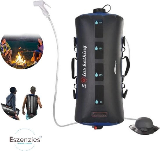 Doccia da Campeggio - 20L - Multifunzionale - Energia Solare - 45°C - Leggero - Nero