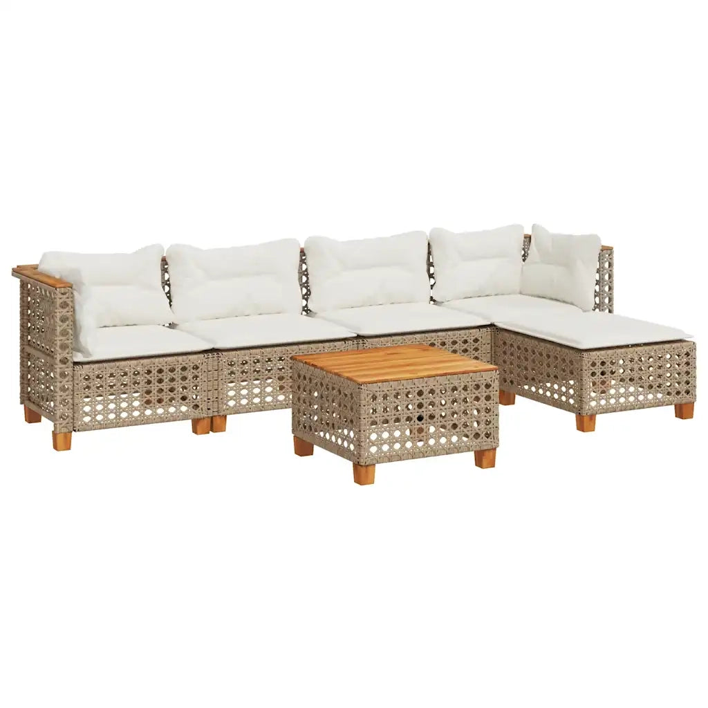Set Divano da Giardino 6 pz con Cuscini Beige in Polyrattan 3261796