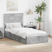 Letto con Contenitore con testiera Grigio cemento 75 x 190 cm
