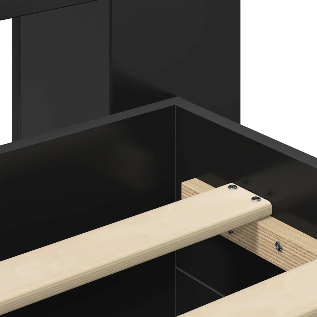 Letto singolo | Letto per adulti | Telaio del letto con storage con cassetto Nero 75 x 190 cm