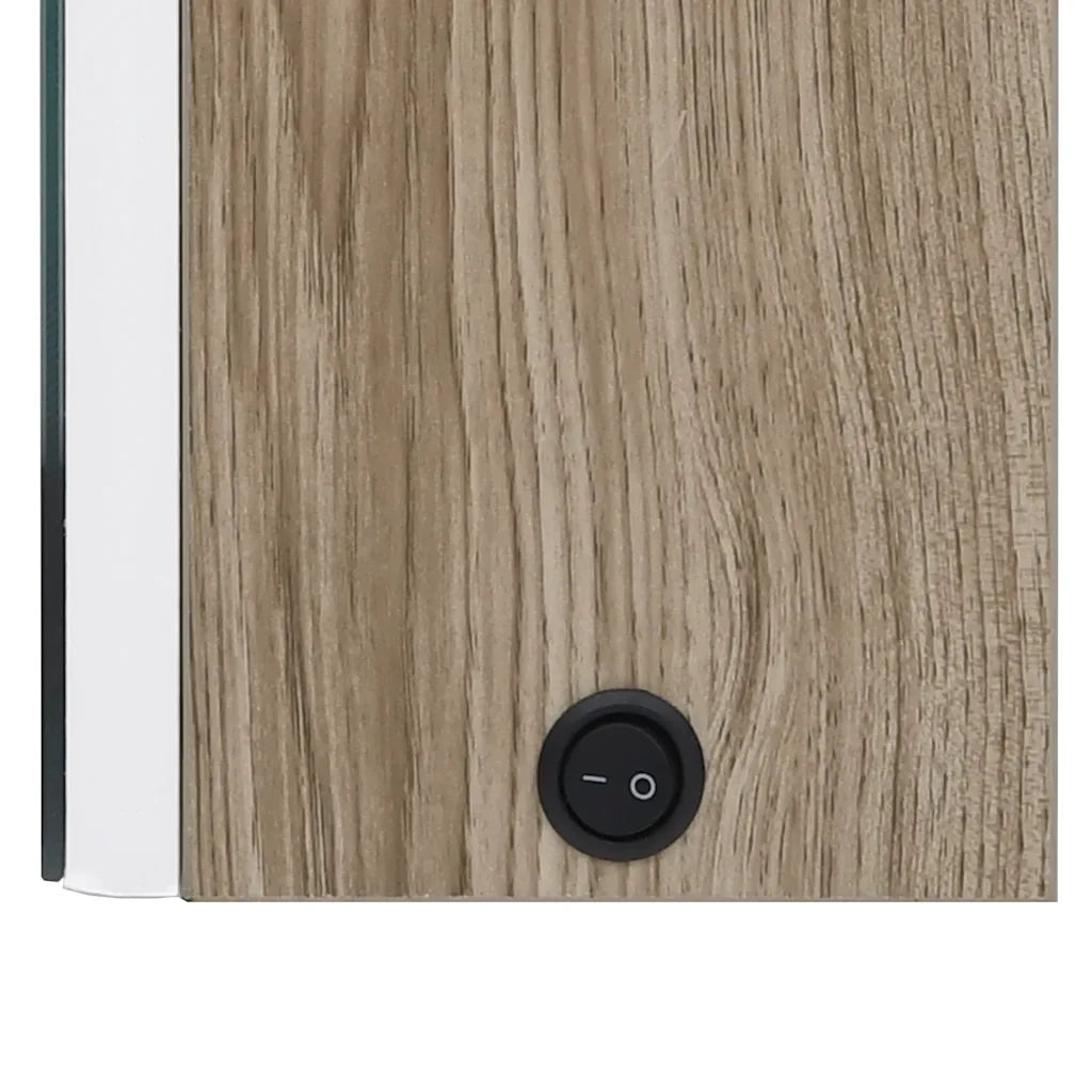 Armadietto Bagno con Specchio e LED 89x14x62 cm Bianco e Rovere 326530