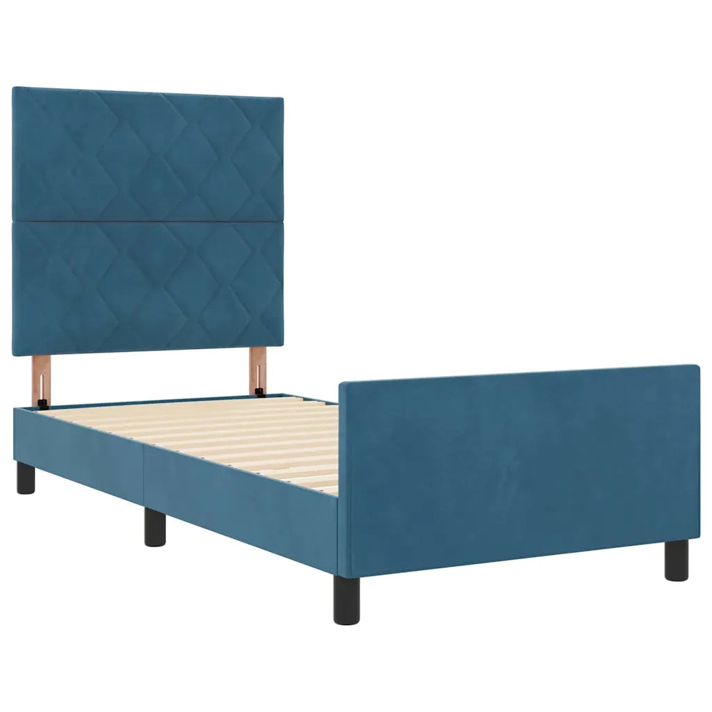 Letto a molle con testiera Blu Scuro 100 x 200 cm Velluto 3344991
