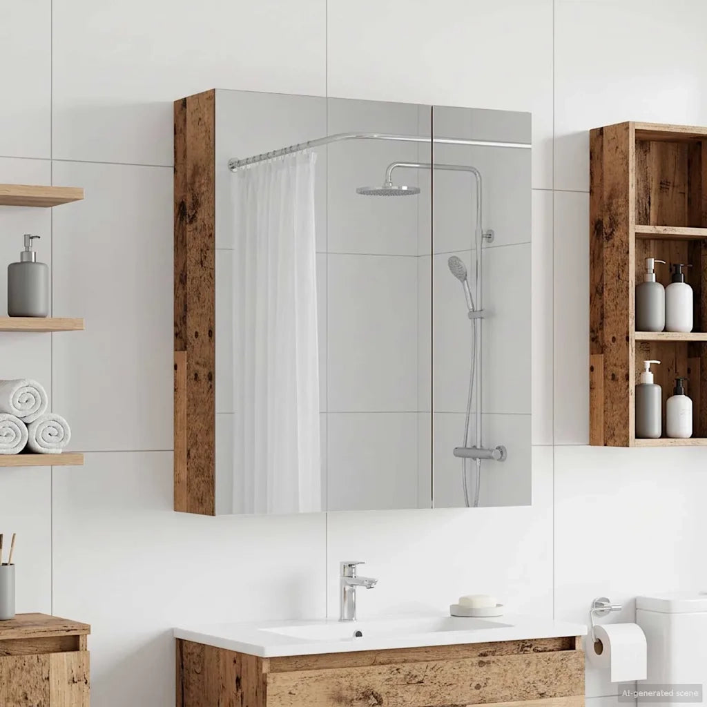 Mobiletto per specchio da bagno Legno vecchio 60 x 14,5 x 70 cm 889061
