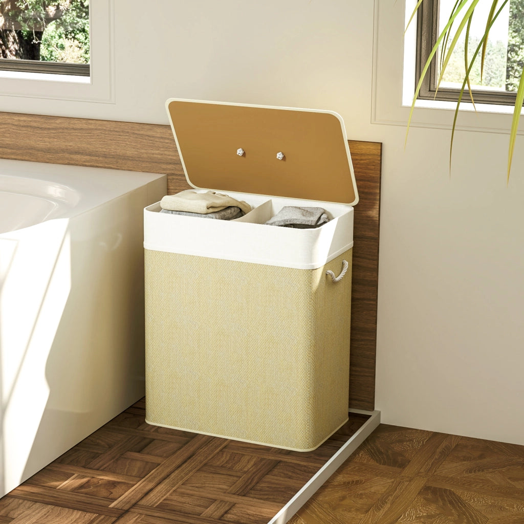 Cestino per il bucato in bamb¨´ con coperchio ¨C Minimal ¨C 100 L
