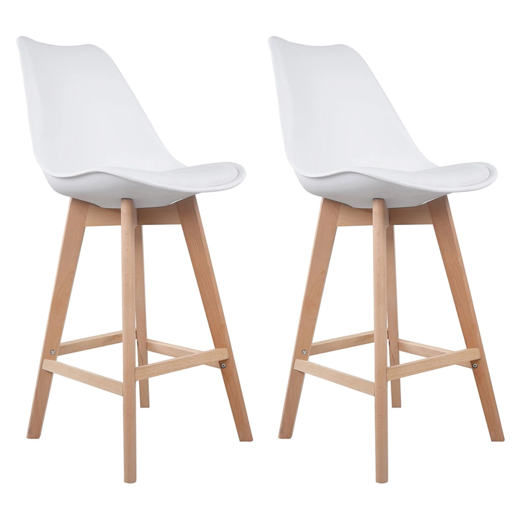 Set di 2 sgabelli scandinavi SVEN bianchi con cuscino