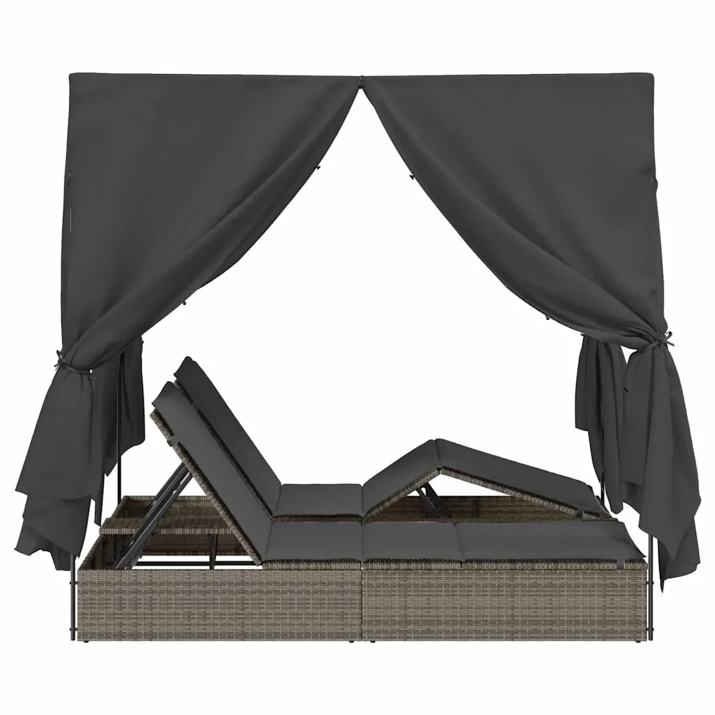 Lettino da sole doppio Grigio 205 x 129 x 200 cm polyrattan