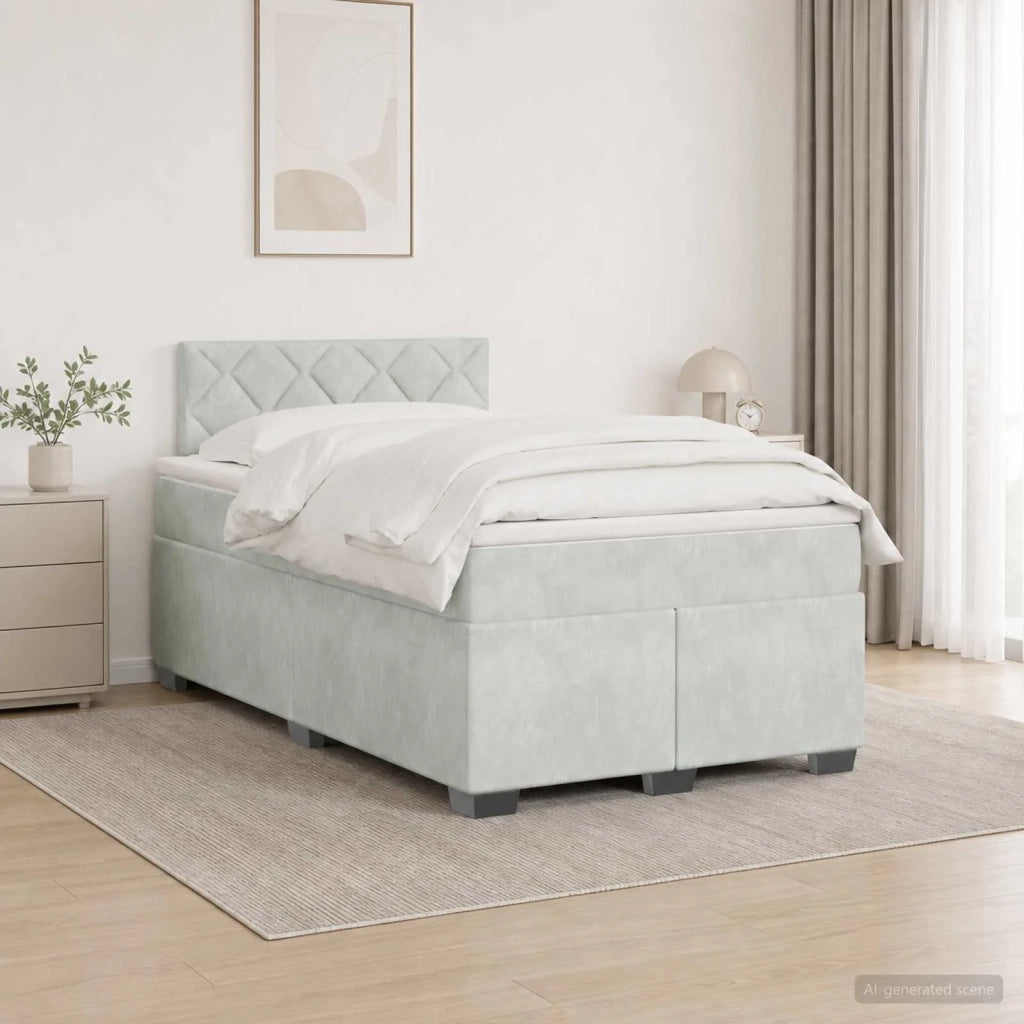 Letto box spring con materasso Grigio Chiaro 120 x 190 cm 3450680