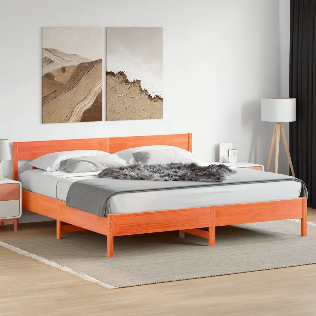 Giroletto senza Materasso-Struttura Letto Marrone Cera 200x200 cm Legno di Pino 895877