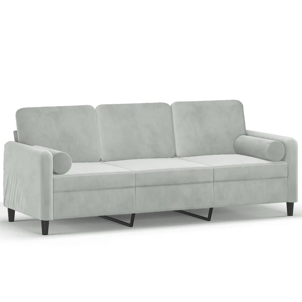 Divano a 3 Posti con Cuscini-Sofa 3 Posti con Cuscini Grigio Chiaro 180 cm in Velluto 732994