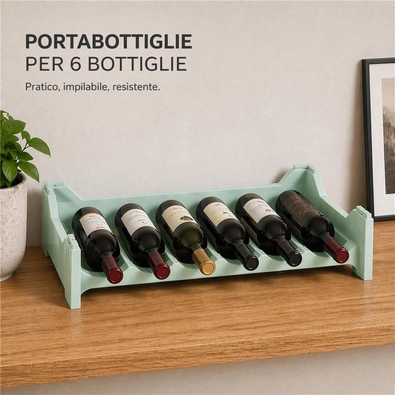 SET 10 CANTINETTE MODULARE PER 60 BOTTIGLIE  IMPILABILE PORTA BOTTIGLIE DI COLORE VERDE CHIARO