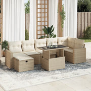 Set Divano da Giardino 8 pz con Cuscini Beige in Polyrattan 3327828