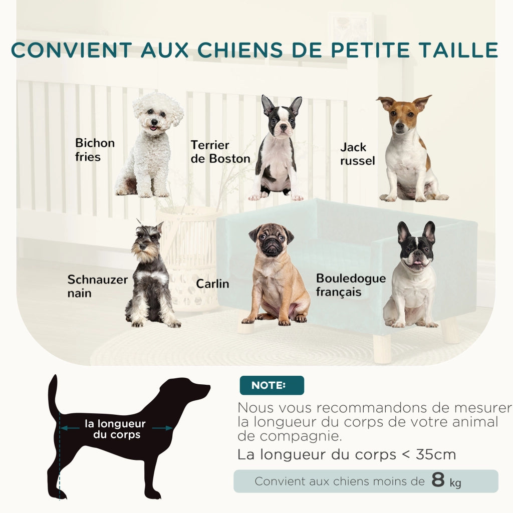 Letto per cani con cuscino ¨C Zephmum ¨C Velluto blu 64x45x36 cm