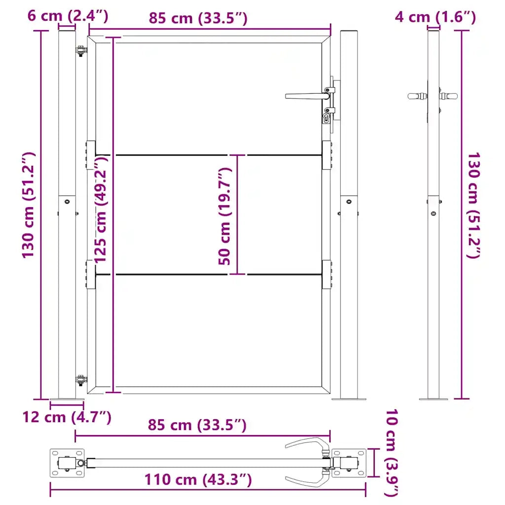 Cancello da giardino con blocco Nero 110 x 130 cm 42015910