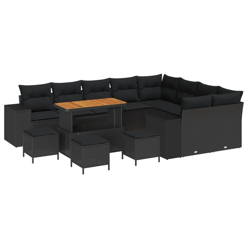 Set Divano da Giardino con cuscino 13 pcs Nero polyrattan 3362049