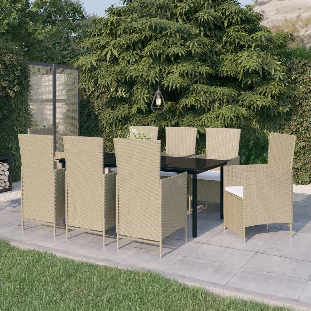 Set da Pranzo da Giardino 9 pz con Cuscini Beige 3099466