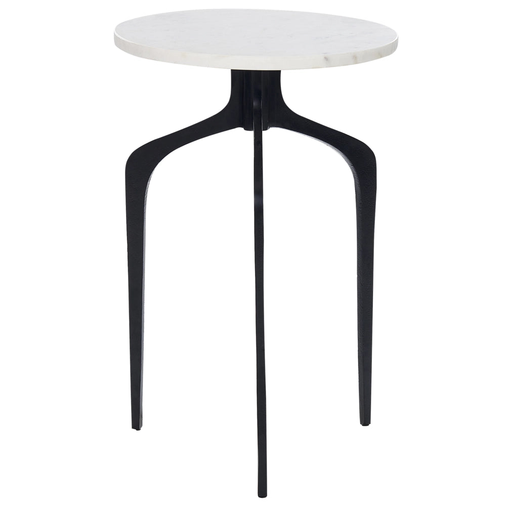 Tavolino Piano in marmo bianco 3 gambe in metallo nero 36 x 36 cm Rotondo Glam Soggiorno moderno Camera da letto
