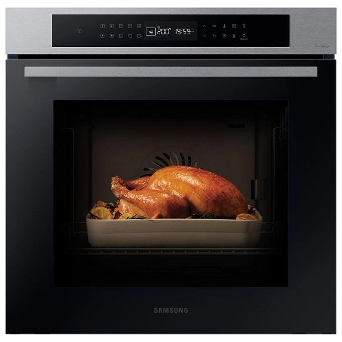 Samsung NV7B4040VBS Forno Elettrico Multifunzione da incasso a Vapore Capacita' 76 Litri Classe Energetica A 20 Programmi Wi-Fi Vocale Assistente 59,5 cm Nero-Acciaio Inossidabile