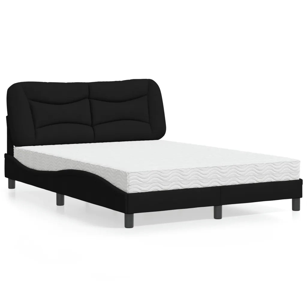 Letto con Materasso Hvar Nero 140x200 cm in Tessuto