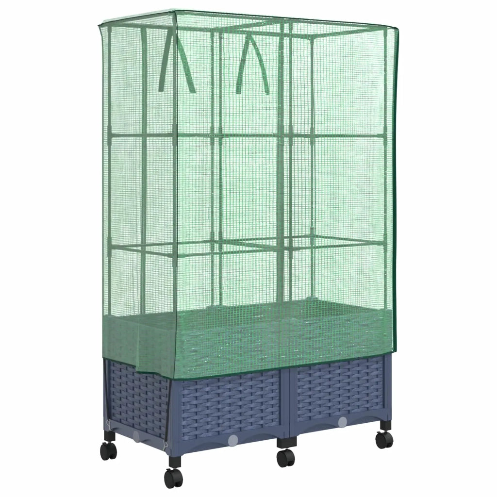 Vaso da Giardino con Copertura per Serra e Ruote 2 pz PP 3422981