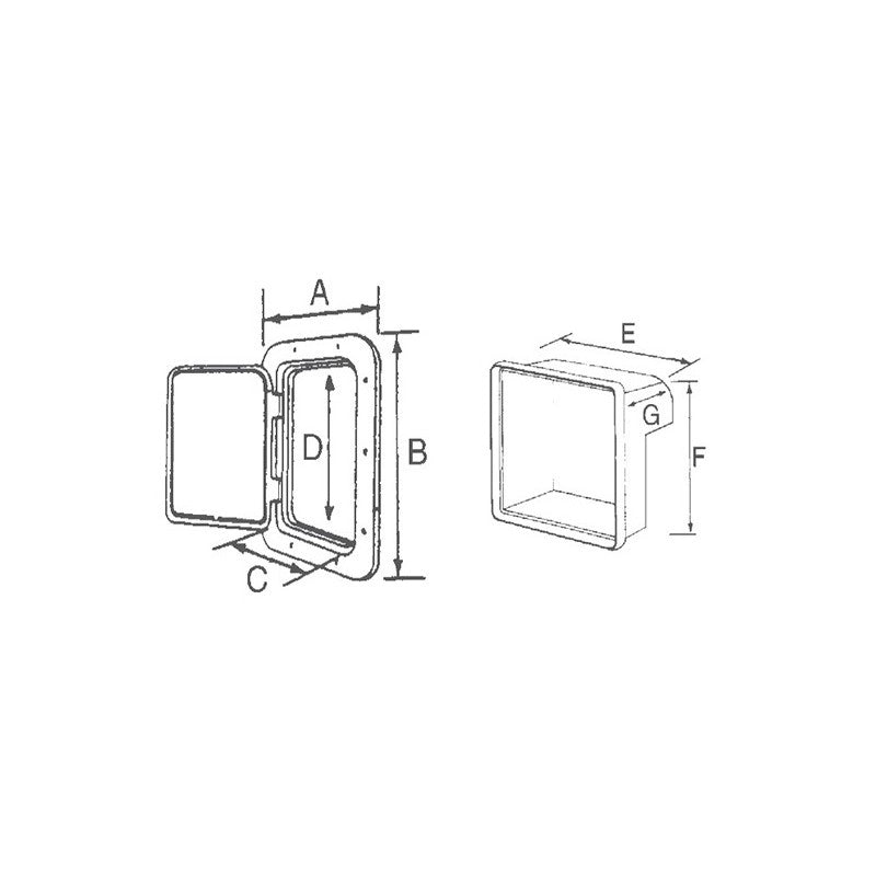 CONTENITORE PORTA BOMBOLA DA KG.3 STORAGE HATCH FOR GAS BOTTLE OF 3 KG. MM.397X356X240D