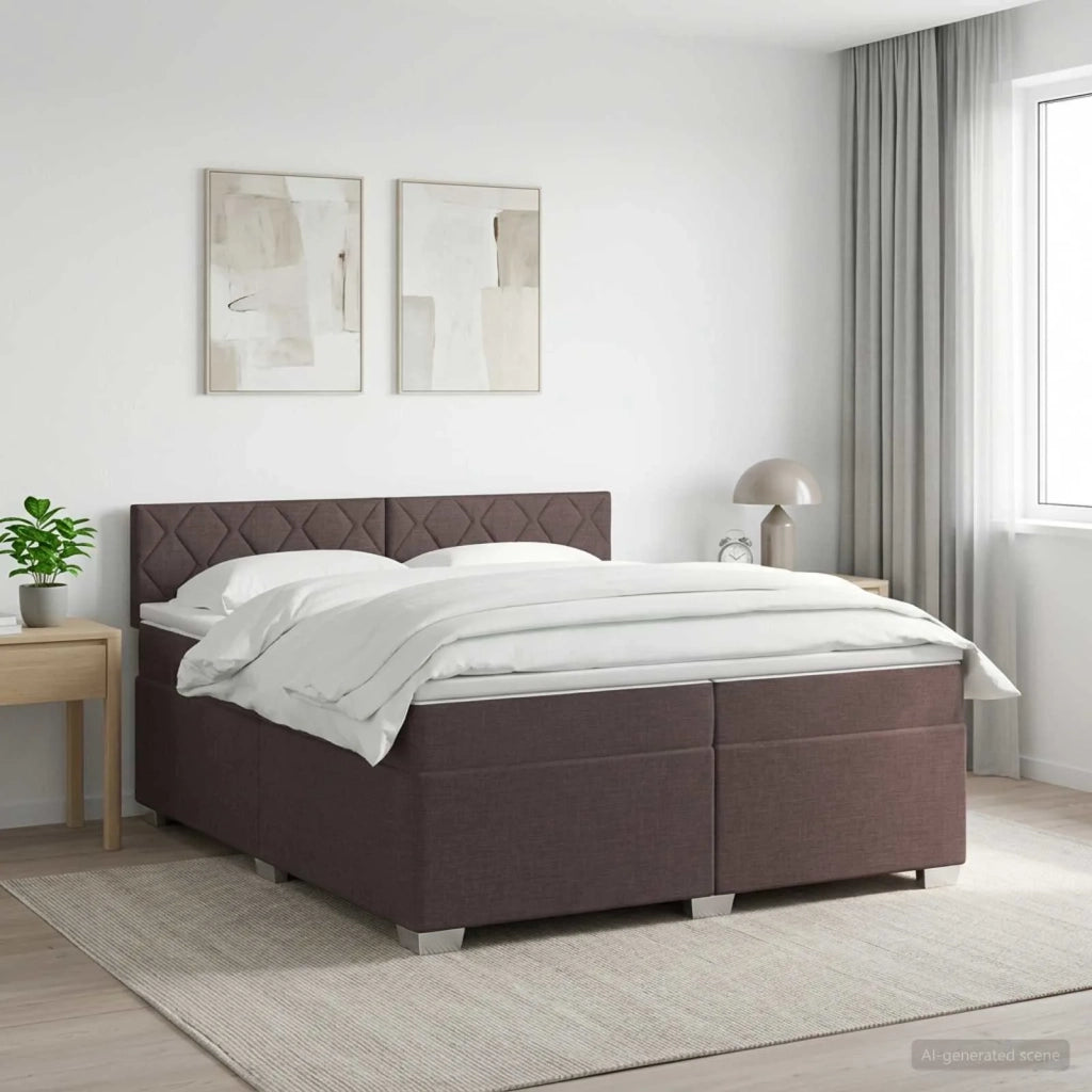 Letto box spring con materasso Marrone Scuro 200 x 200 cm 3450568