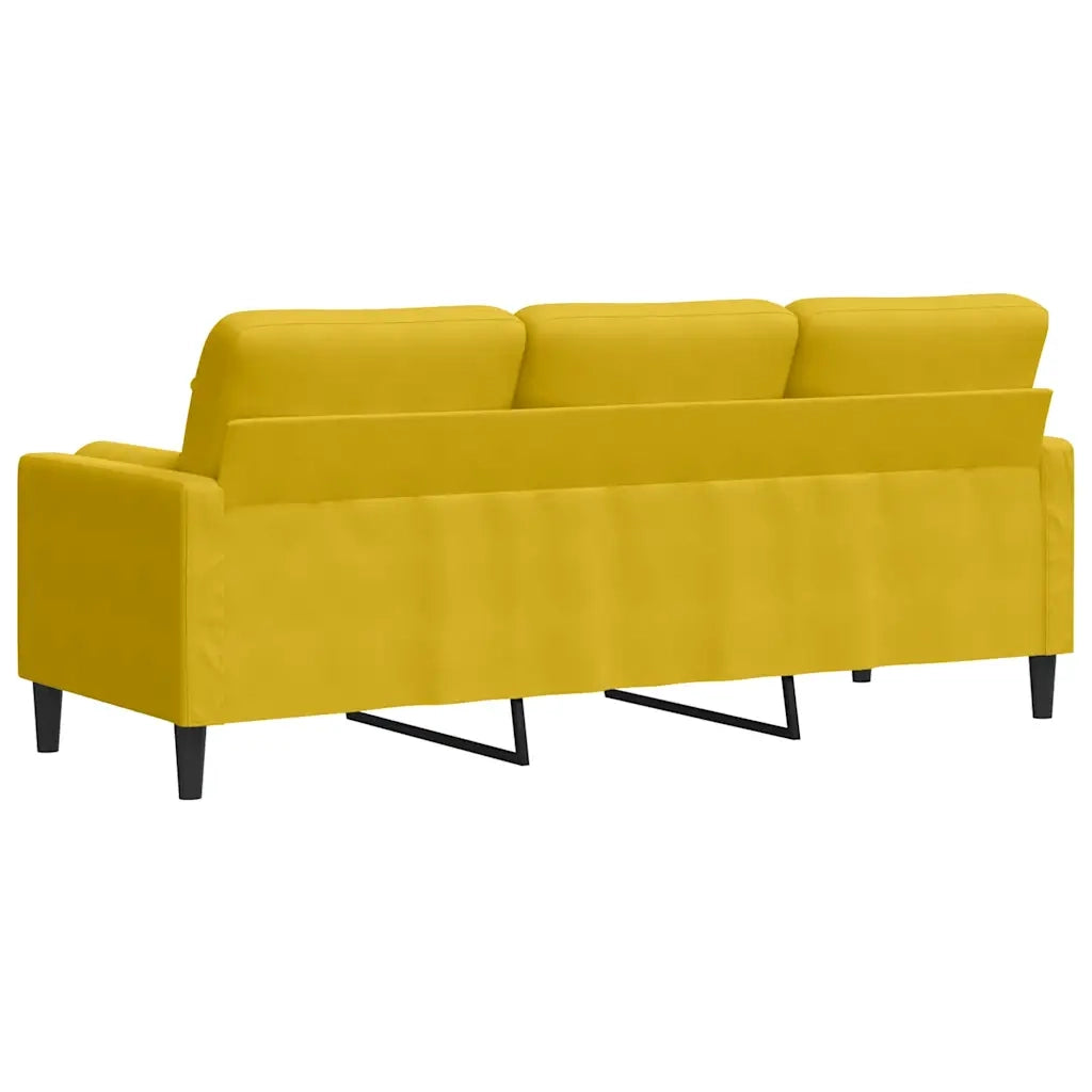 Divano a 3 Posti con Cuscini-Sofa 3 Posti con Cuscini Giallo 180 cm in Velluto 379266