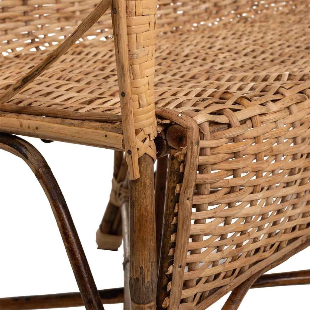Divano in bambù e rattan marrone 130x48x99h