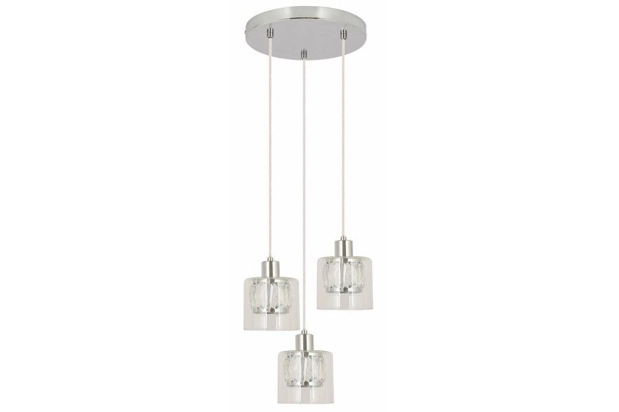 Lampada sospensione Elmo cromo 3 vetri E14 40W Reality