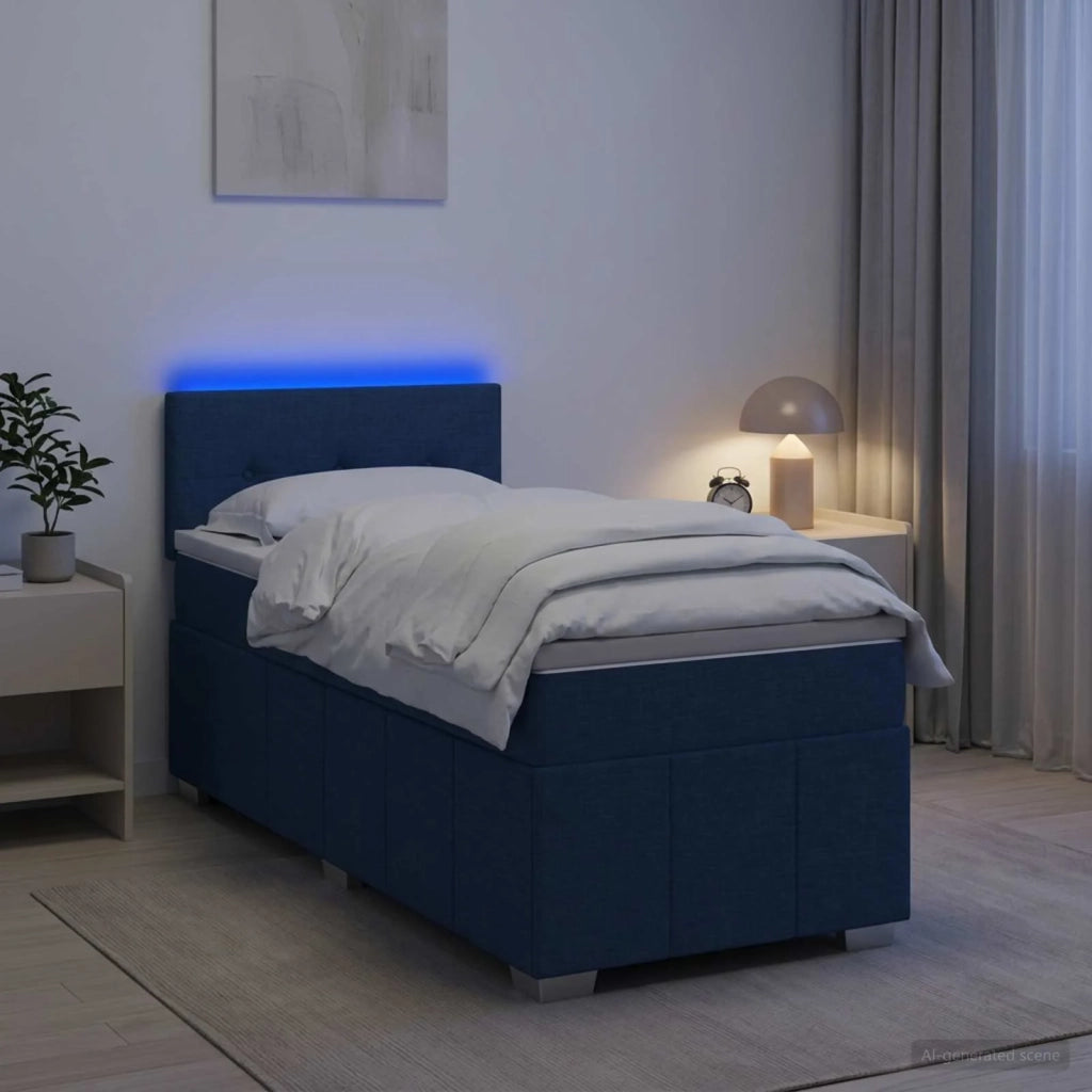 Letto box spring con materasso Blu 90 x 200 cm Tessuto 3452592