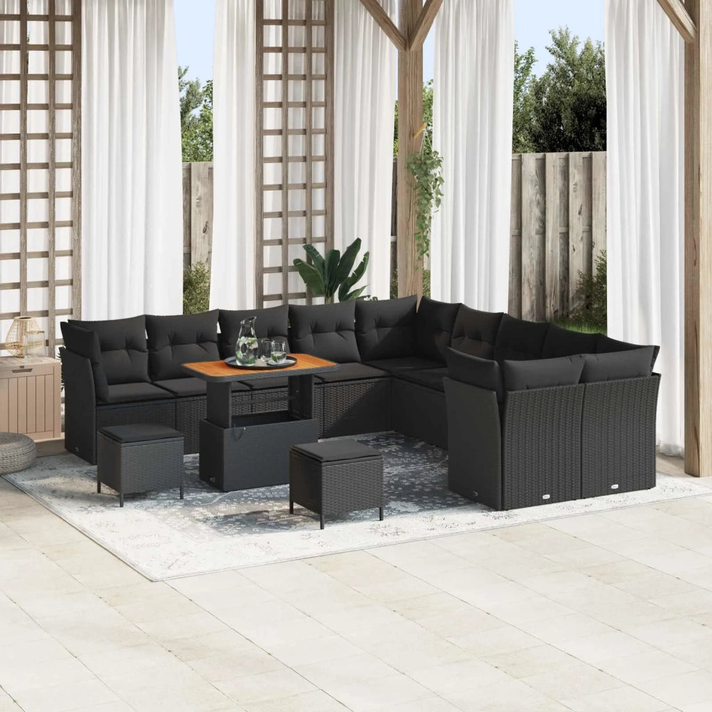 Set Divano da Giardino 13 pcs Nero polyrattan 3361544