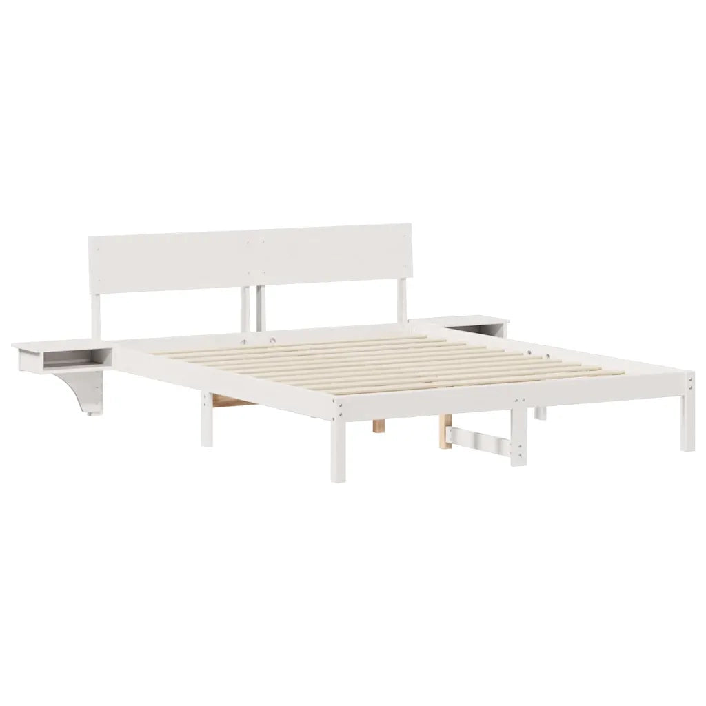 Struttura del letto Bianco 150 x 200 cm Pino massello 873443