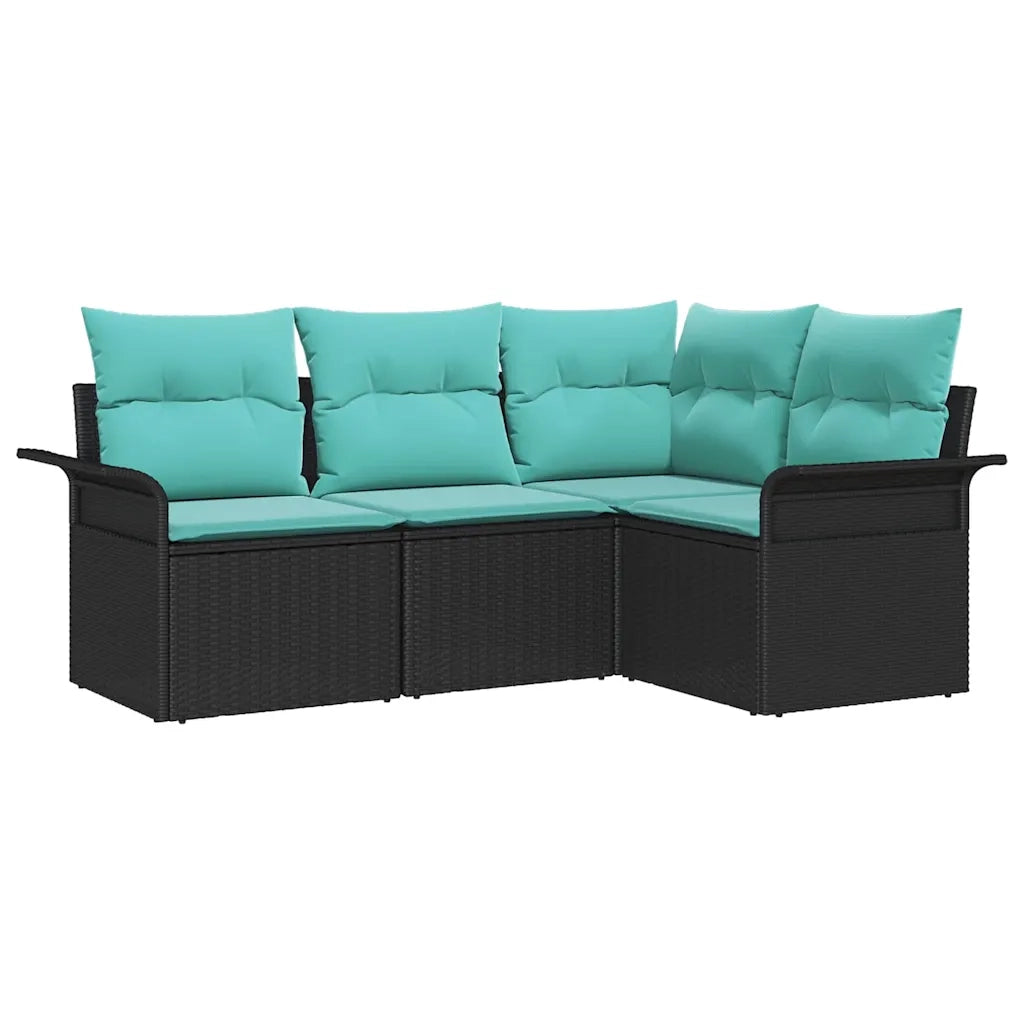 Set Divano da Giardino con archiviazione 4 pcs Nero polyrattan 3354015