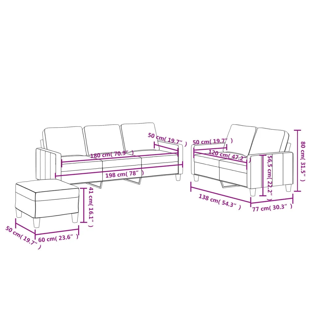 Set di Divani 3 pz con Cuscini Grigio in Similpelle 3201425